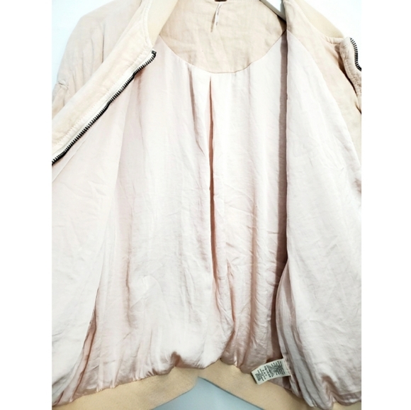 Free People Natural Pink Rouched Bomber Jacket - Picture 7 of 8